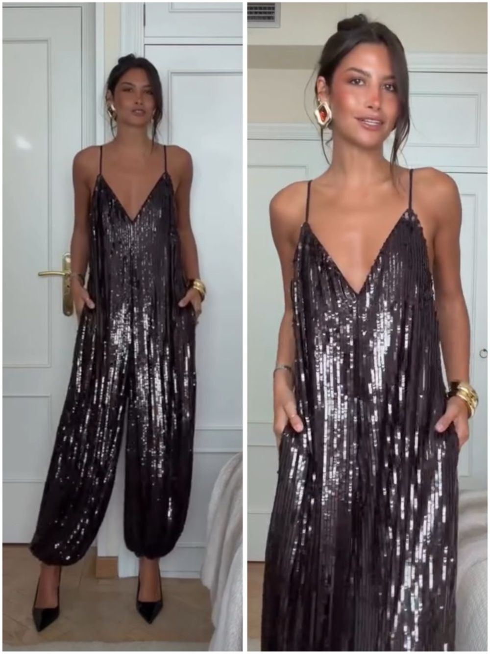 ZARA ZW COLLECTION LIMITED EDITION SEQUIN BALLOON JUMPSUIT